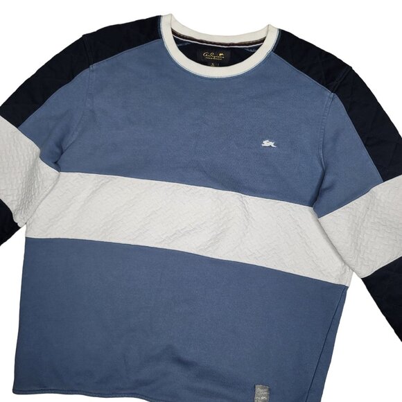 A. Tiziano Men's XL Colorblock Crewneck quilted Sweater Blue White & Navy - Picture 8 of 8